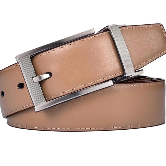 fine Men Belt Genuine Leather with Anti-scratch Buckle Casual Strap - Picture 4 of 8